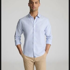 UNTUCKit Mens Slim Fit Wrinkle Free 100% Cotton Pin Stripe Shirt Blue Sz XL
